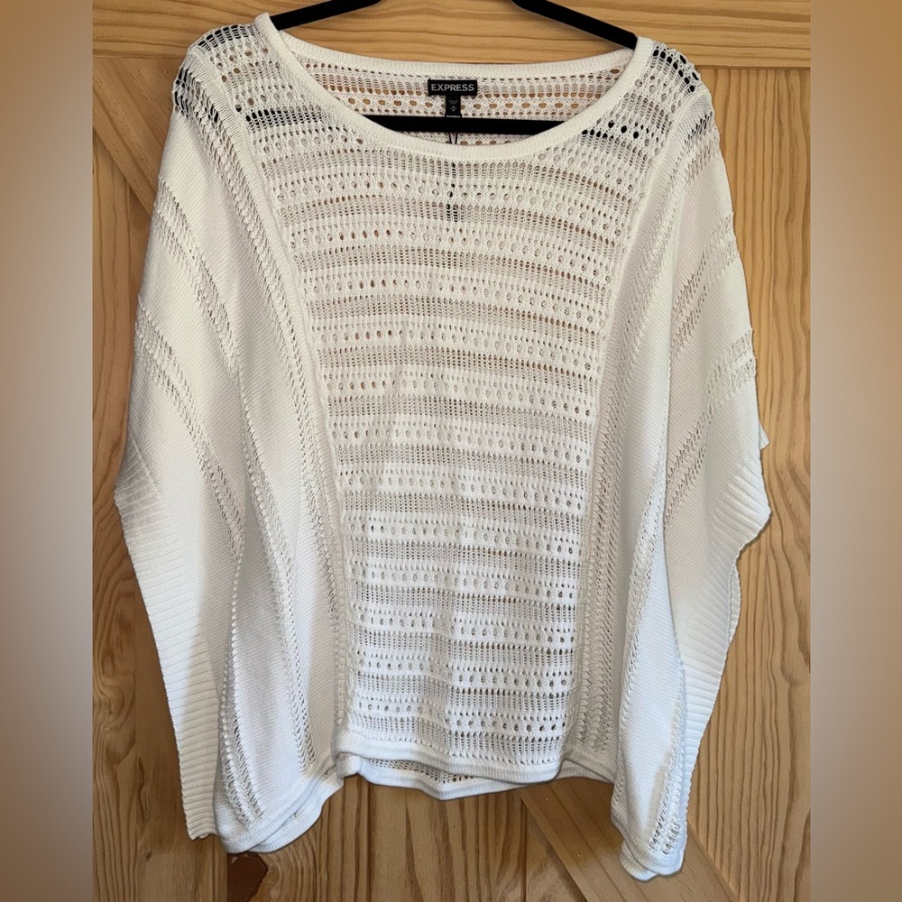 Express Ivory Open-Knit Sweater